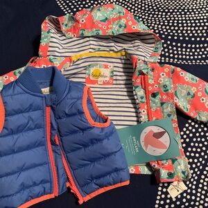 Mini Boden Baby Girl's Pink Floral Duck Pond Water Resistant Jacket - sz 3-6 mo